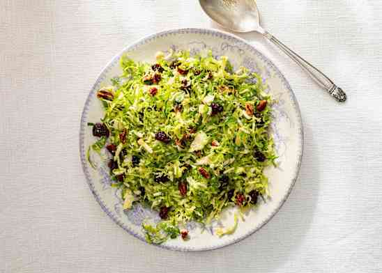 Brussels Sprout Salad with Smoked Gouda, Pecans, and Dried Cherries