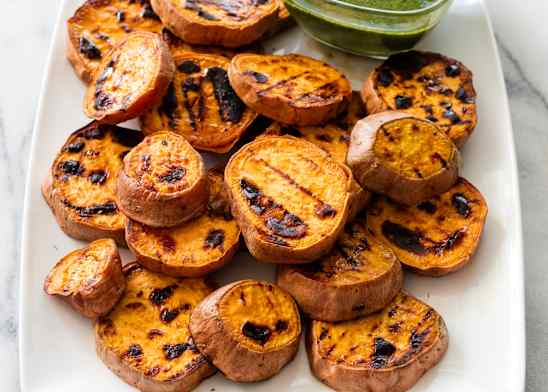 Grilled Sweet Potatoes with Chimichurri Sauce