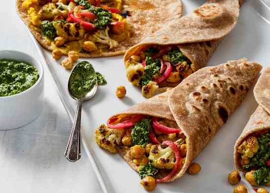 Vegetarian Chapati Wraps with Spiced Mashed Potatoes