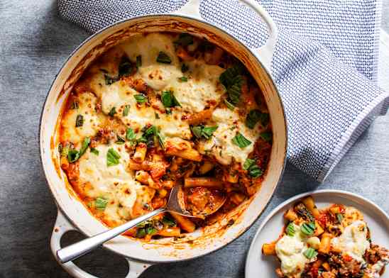 One-Pot Baked Ziti with Sausage and Spinach