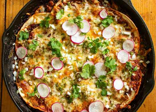 One Big Cast-Iron Chicken and Chard Enchilada