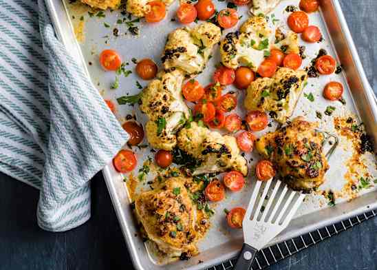 One-Pan Roast Chicken with Cauliflower and Tomatoes