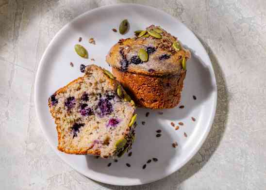 Seeded Blueberry Protein Muffins