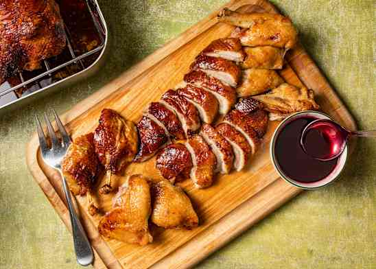 Slow-Roasted Ducks with Blackberry Sauce