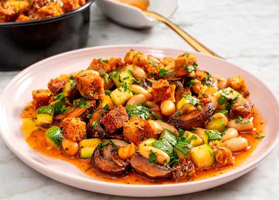 Air-Fryer White Bean and Mushroom Gratin