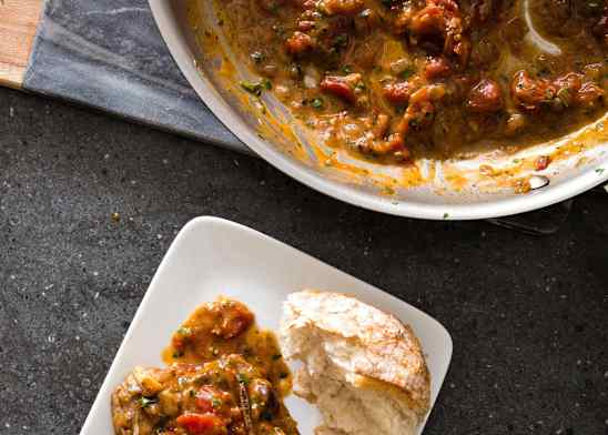 Braised Lamb Shoulder Chops with Tomatoes and Red Wine