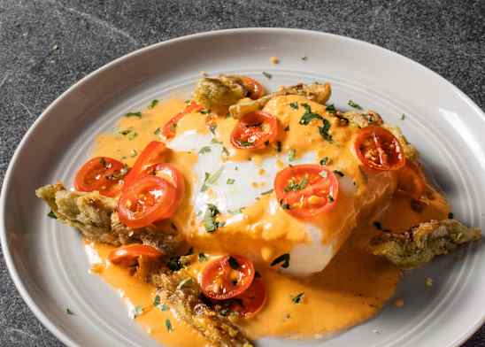 Poached Fish Fillets with Sherry-Tomato Vinaigrette