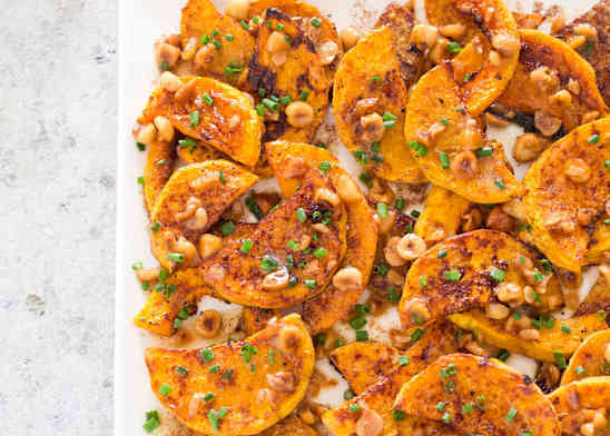 Roasted Butternut Squash with Browned Butter and Hazelnuts