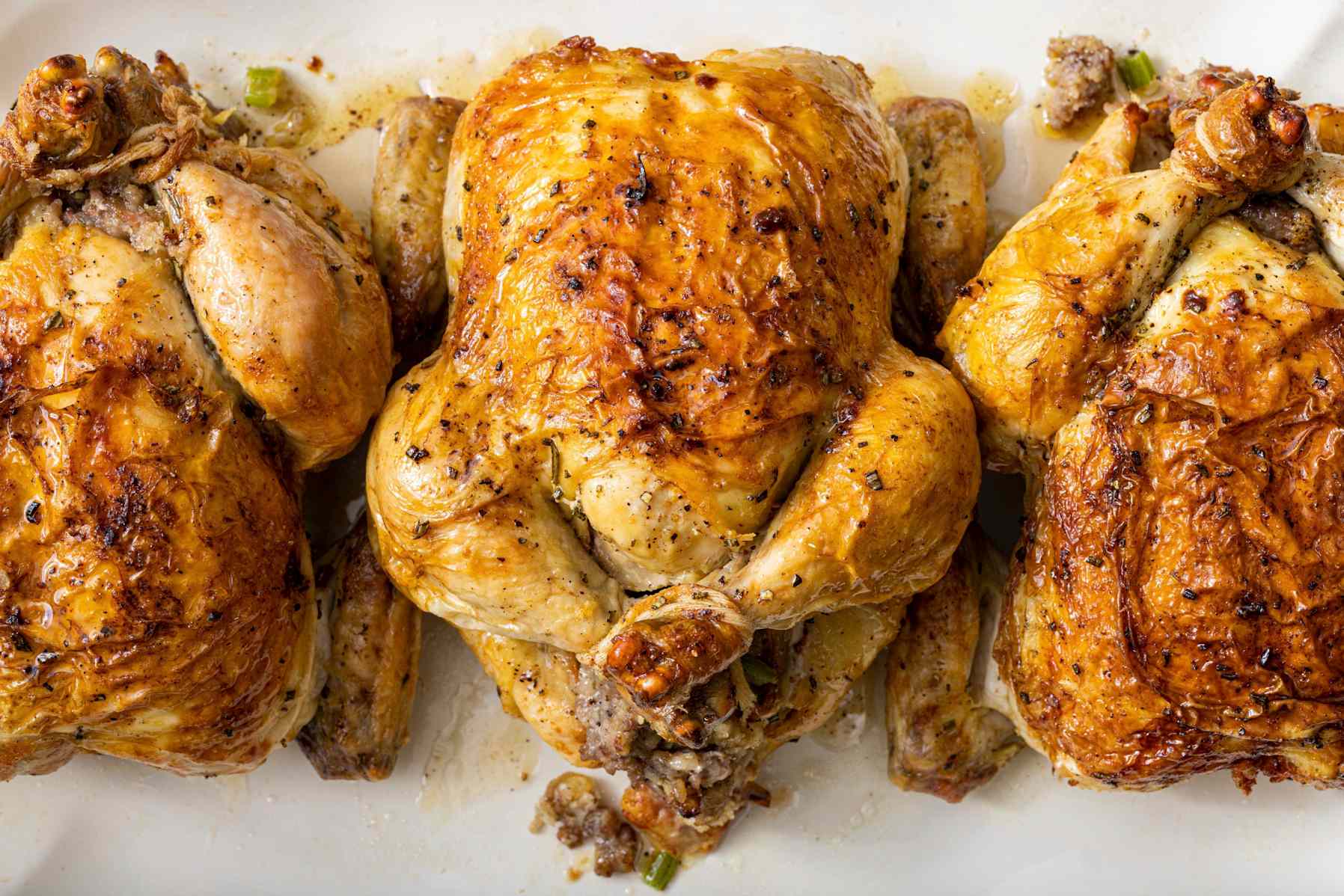 Roast Cornish Hens with Apple-Sausage Stuffing