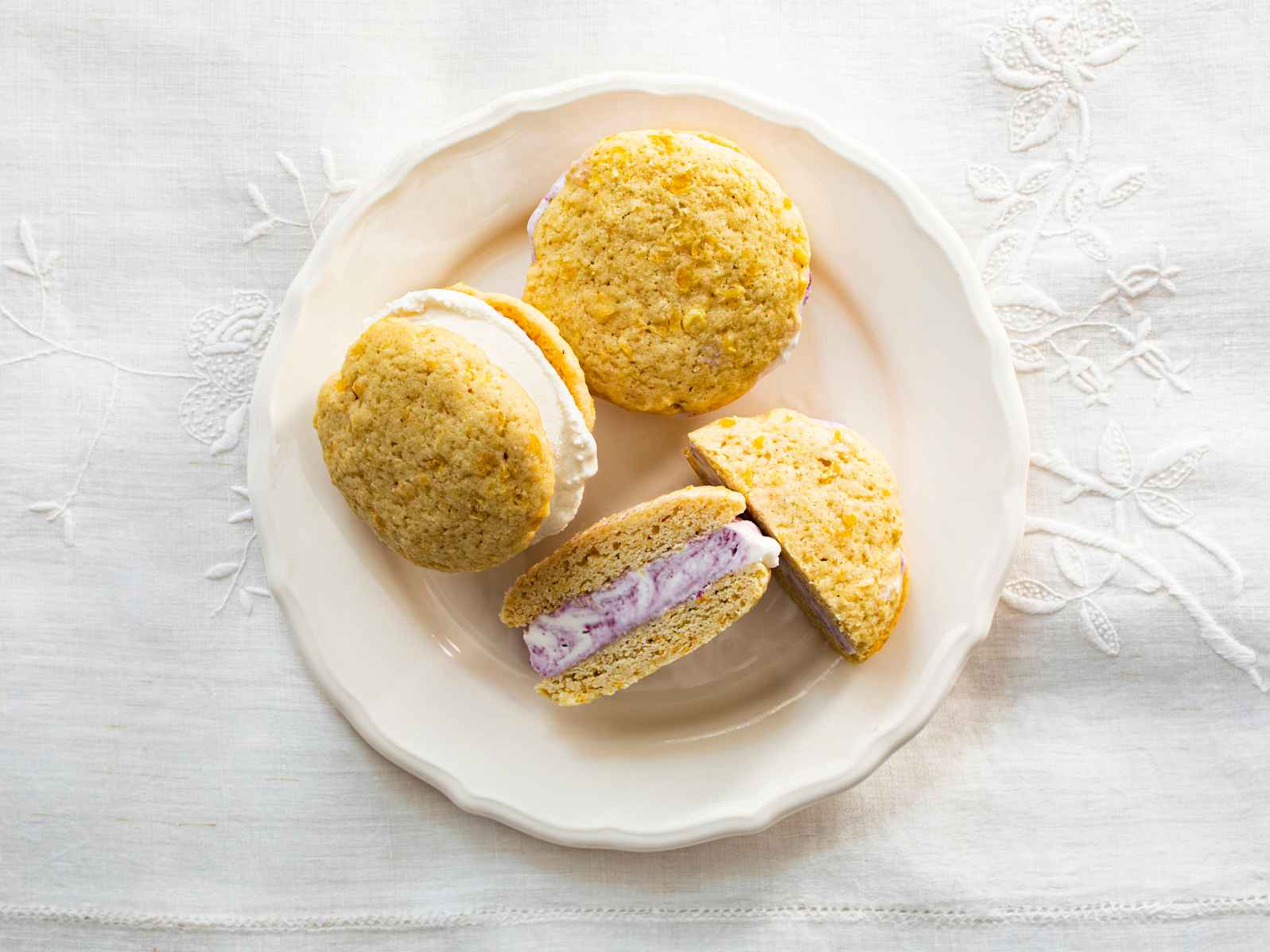 Corn and Blueberry Ice Cream Sandwiches