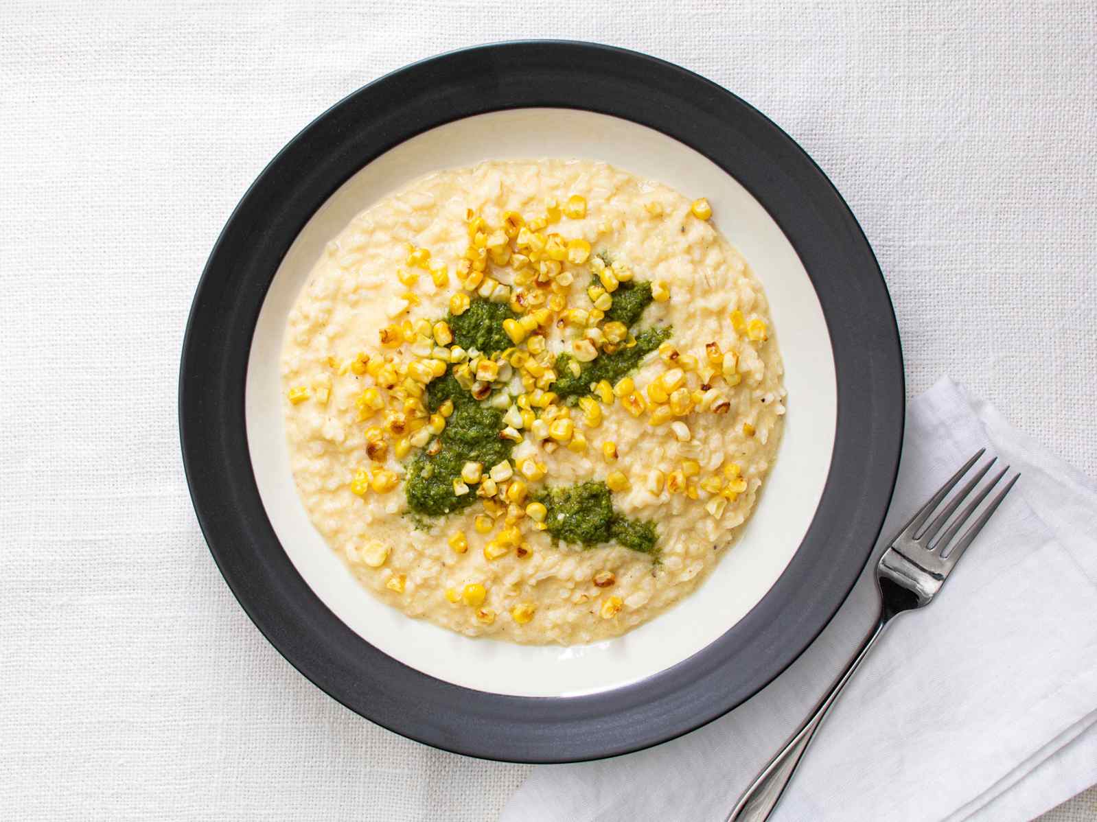 Roasted Corn Risotto with Cilantro-Mint Chutney