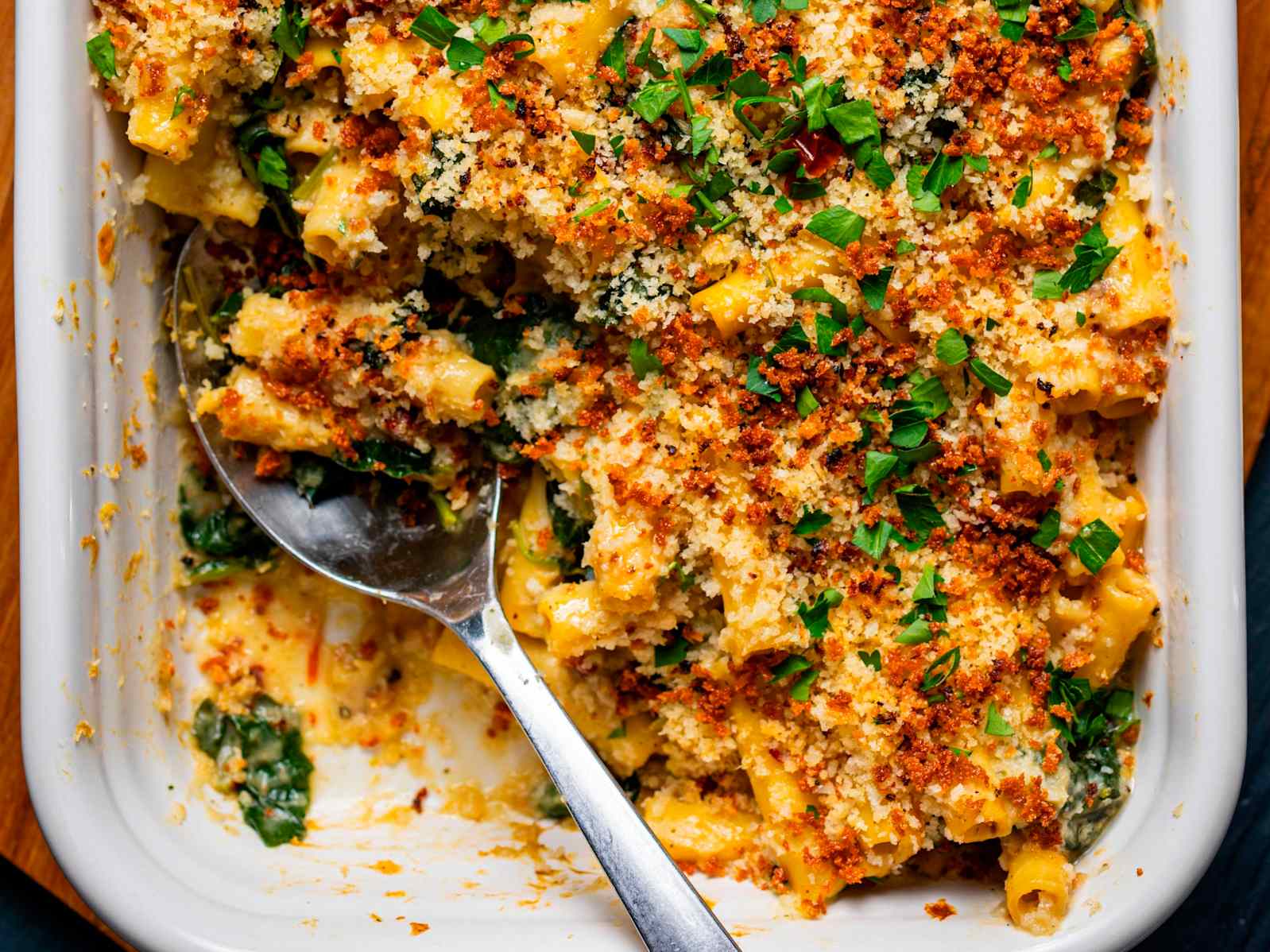 Baked Ziti with Creamy Leeks, Kale, and Sun-Dried Tomatoes