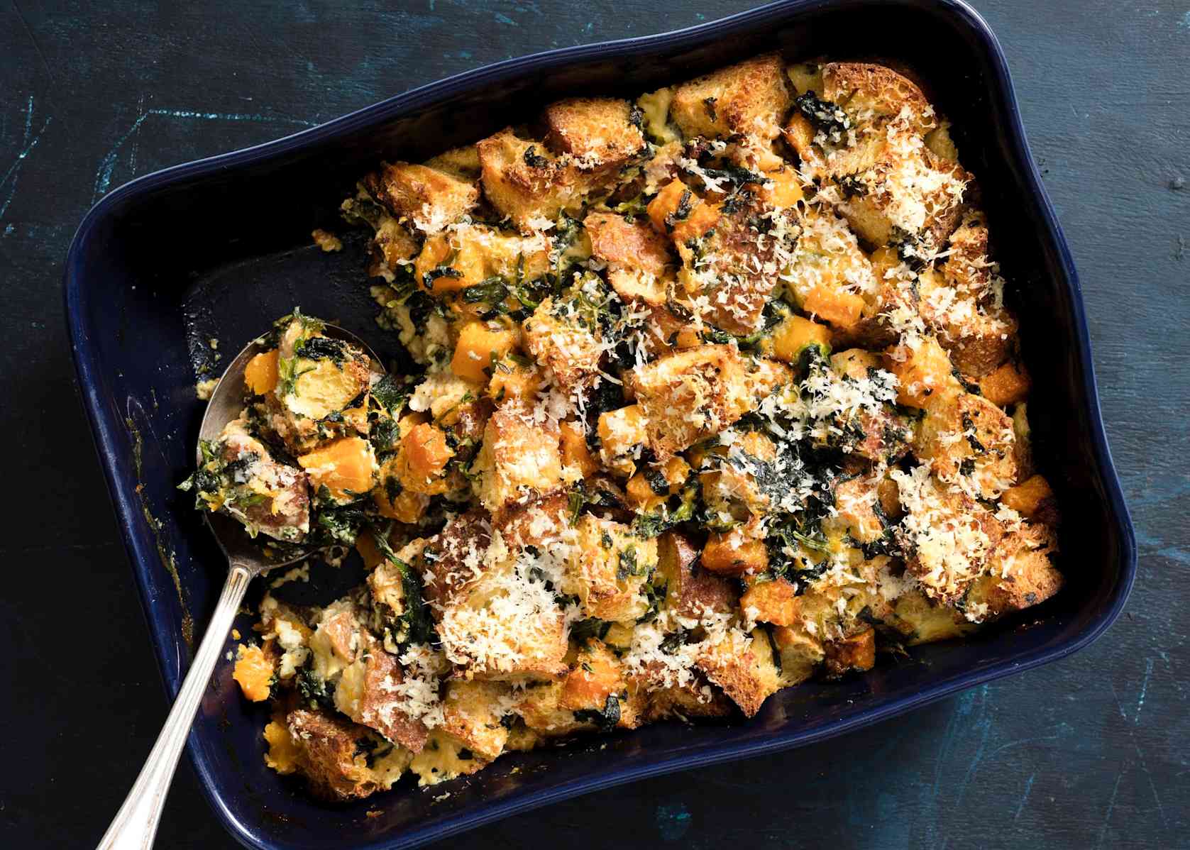 Butternut Squash and Spinach Bread Pudding