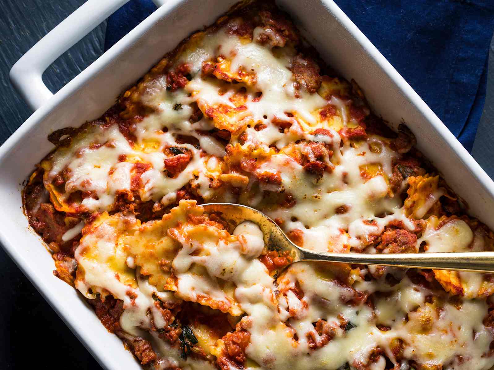 Cheesy Ravioli Bake with Sausage