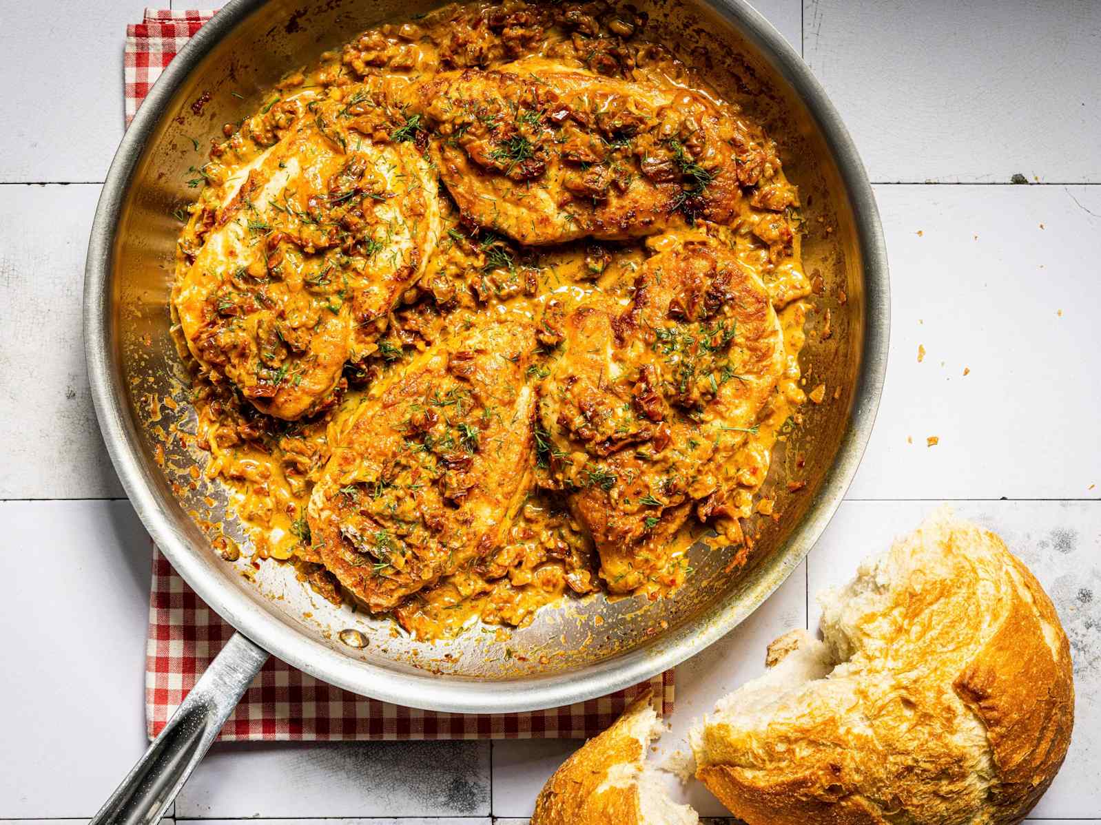 Chicken Breasts with Creamy Sun-Dried Tomato and Dill Pan Sauce