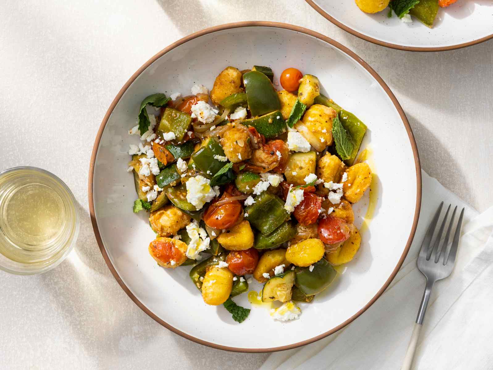 Crispy Pan-Fried Gnocchi with Cherry Tomatoes, Zucchini, and Feta