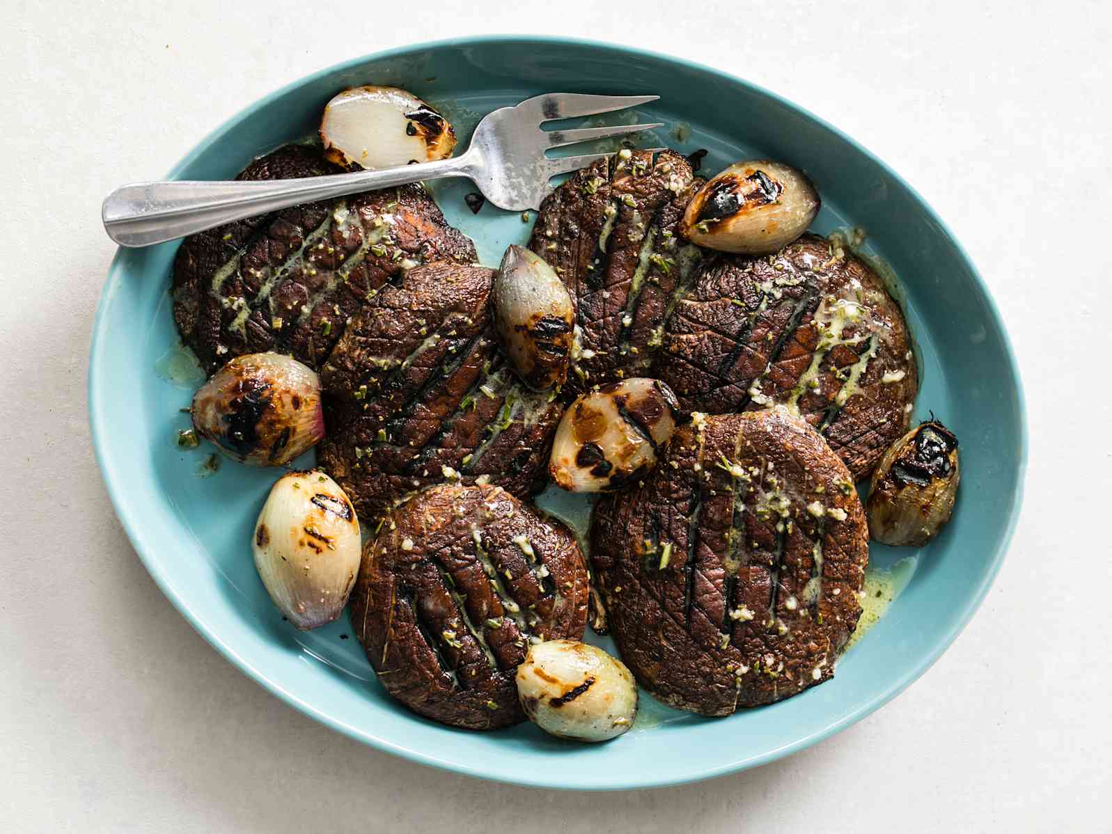 Grilled Portobellos and Shallots with Rosemary-Dijon Vinaigrette
