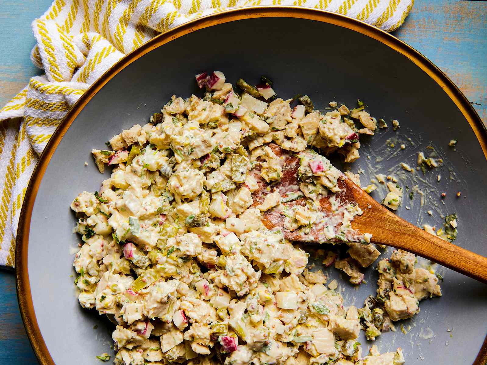 Mustardy Chicken Salad with Radishes and Cornichons