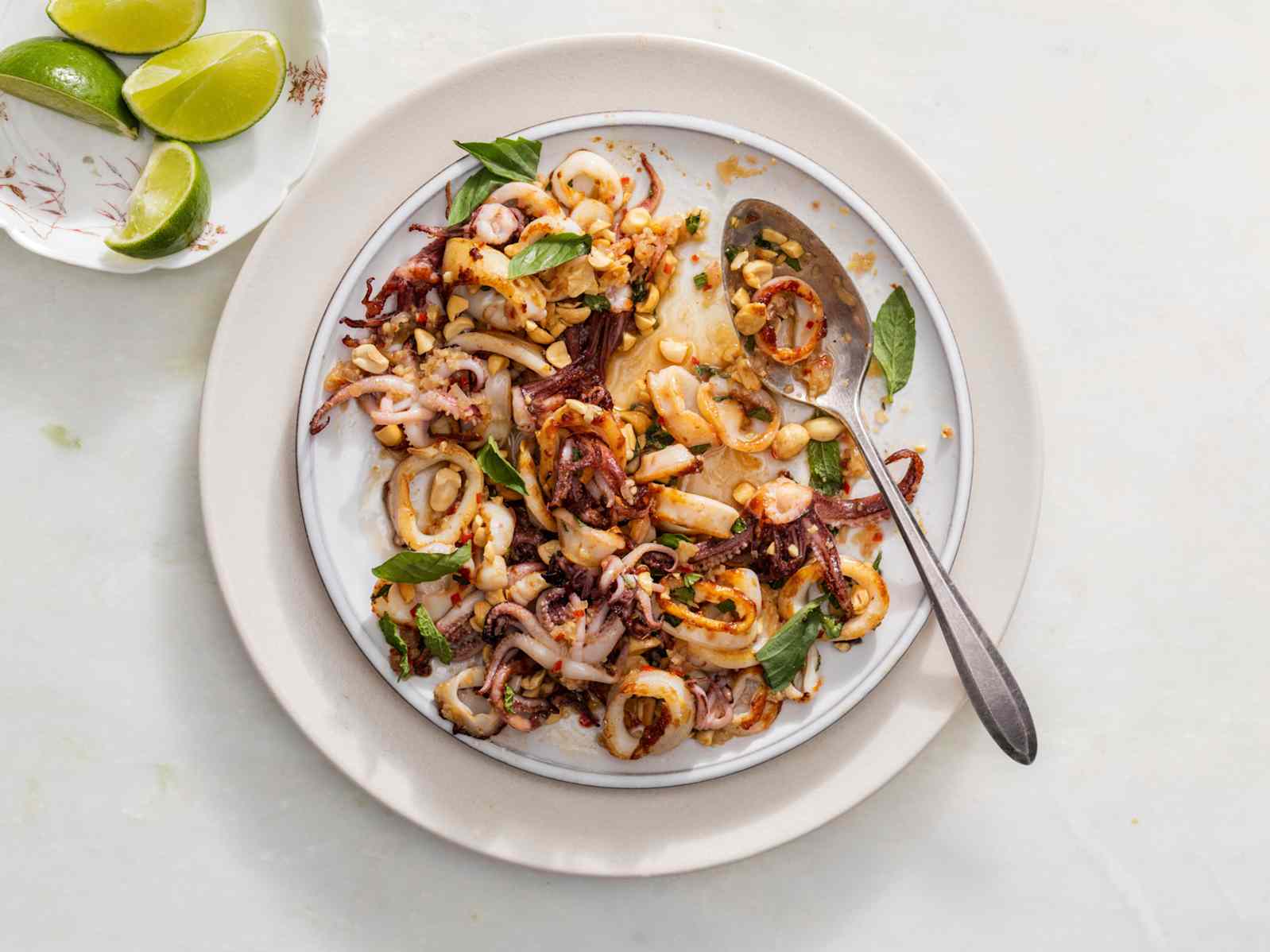 Pan-Seared Squid with Thai Basil, Fish Sauce, and Ginger