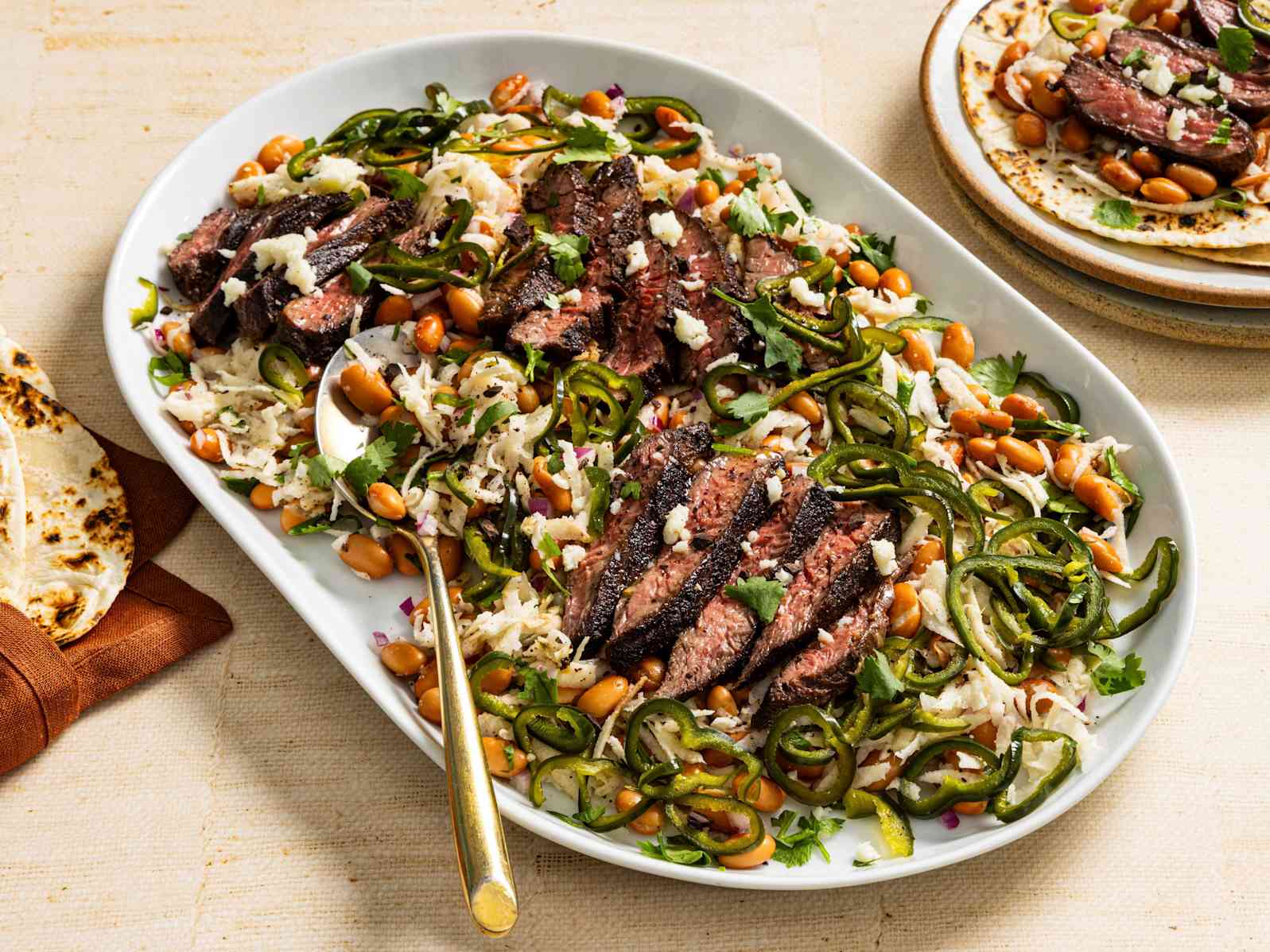 Pinto Bean, Ancho, and Steak Salad with Pickled Poblanos