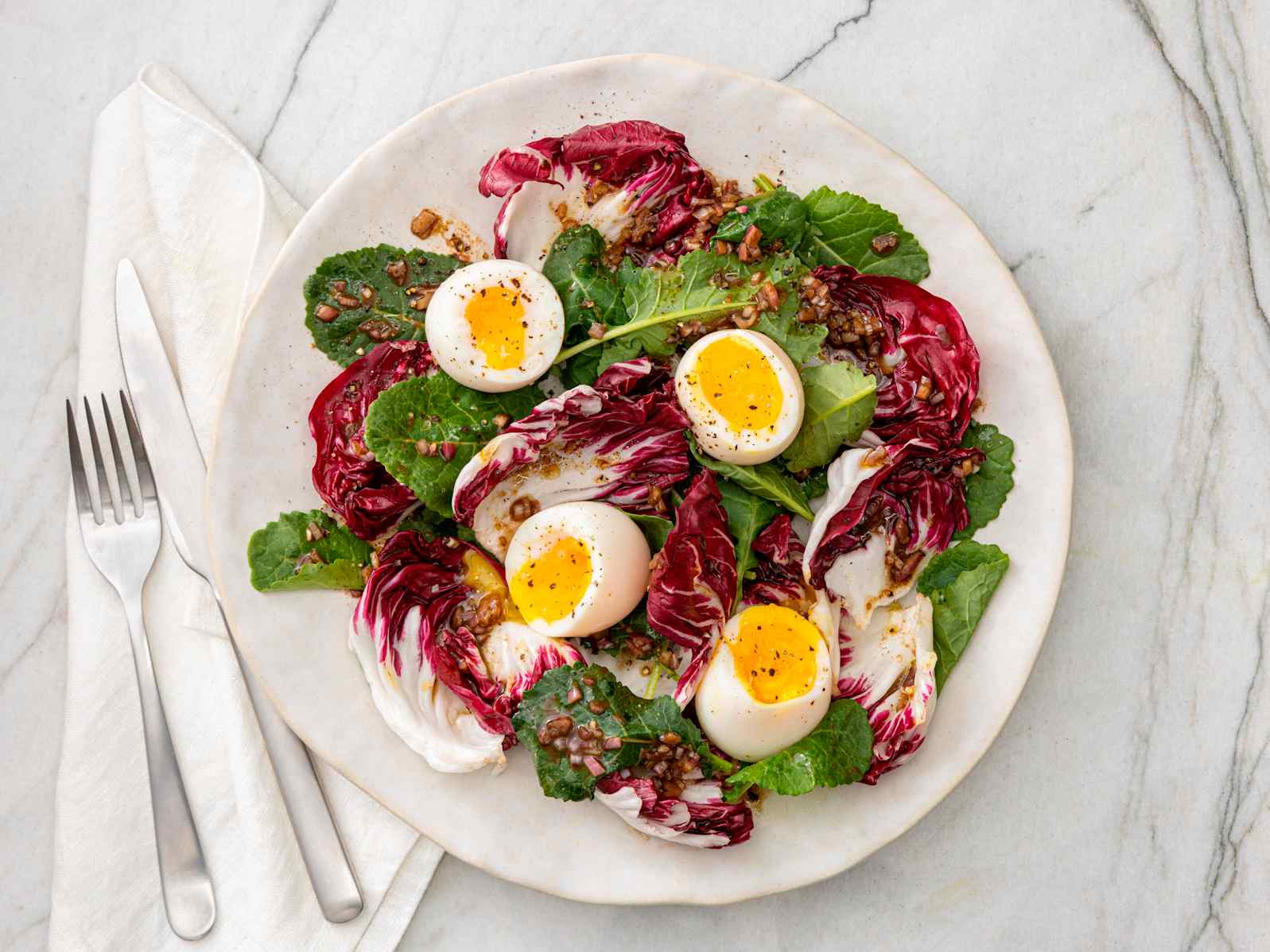 Soft-Boiled Eggs with Salad
