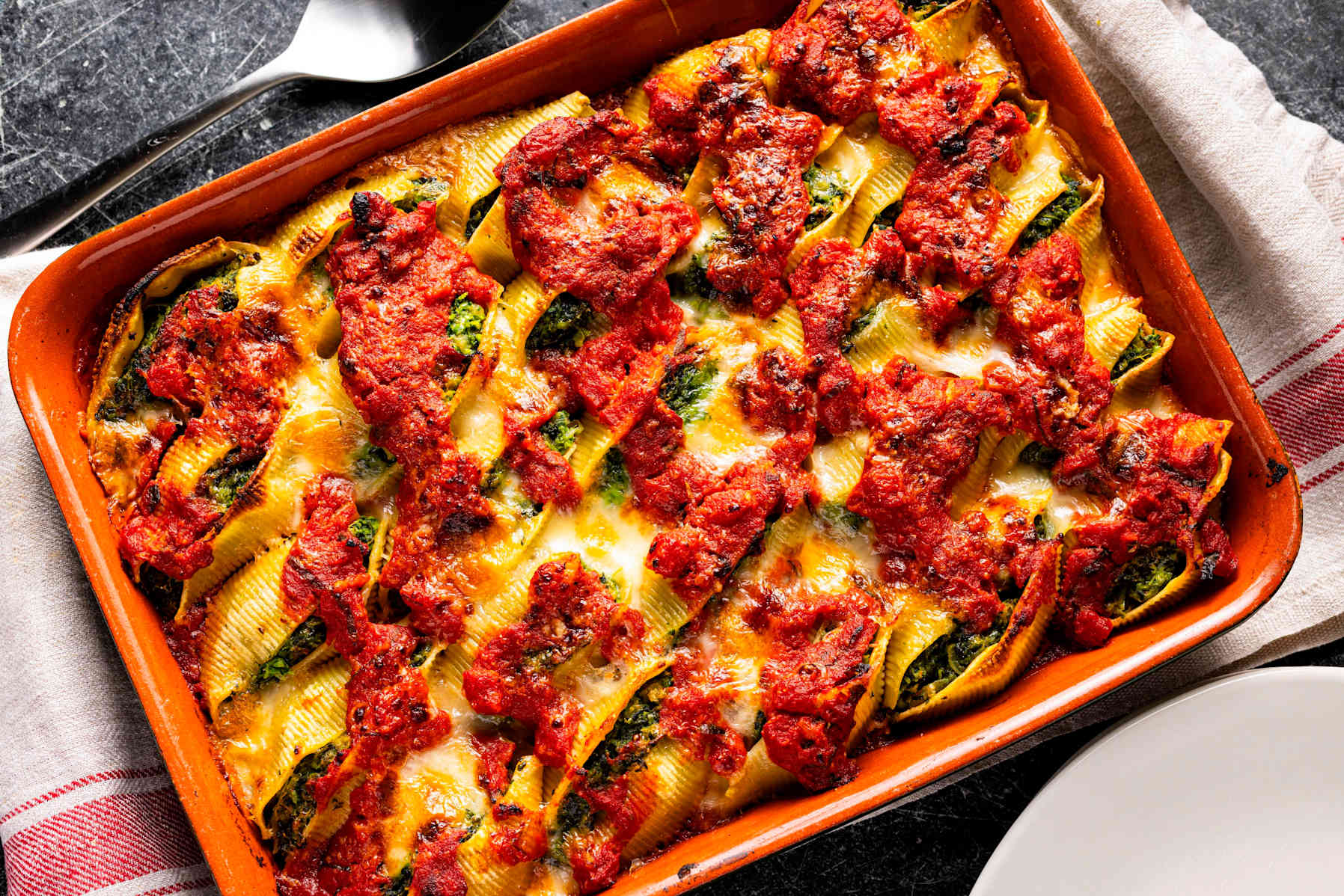 Stuffed Shells with Peas, Spinach, and Fennel