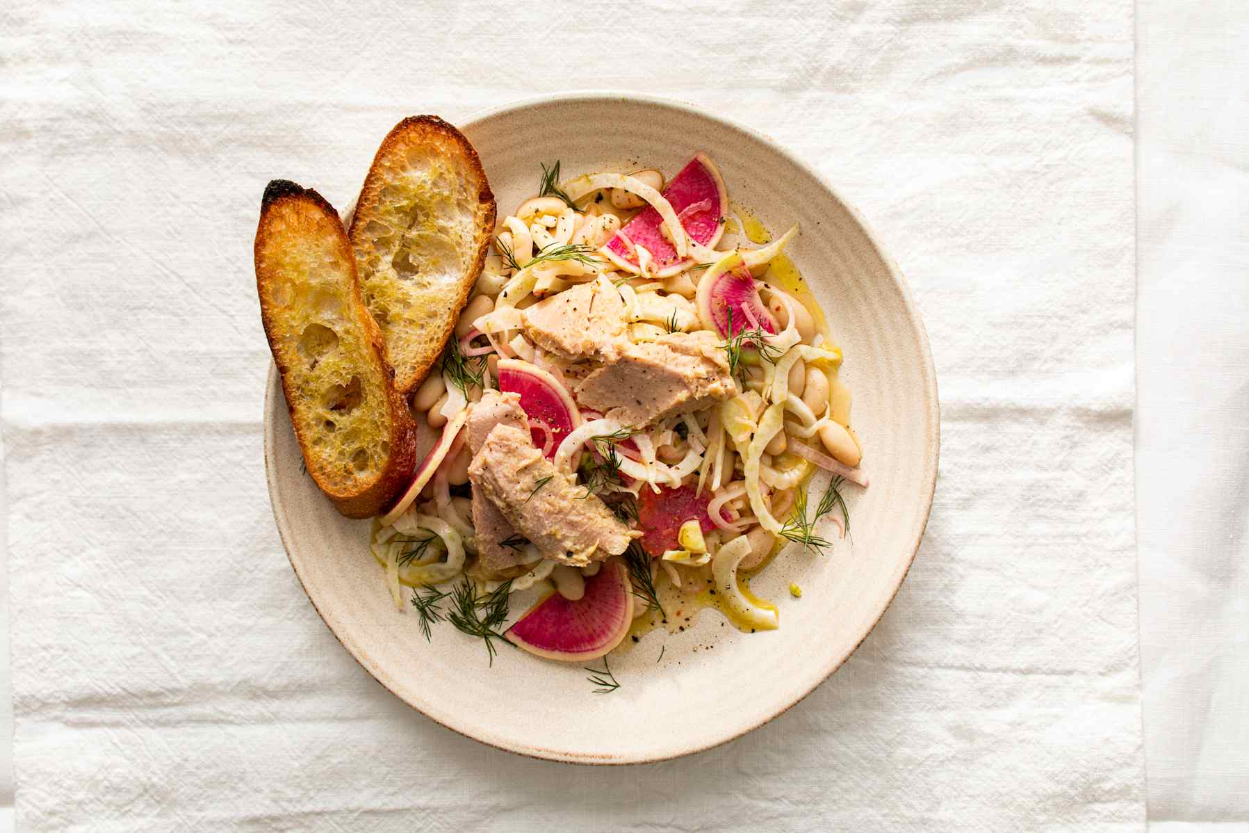 Warm White Beans with Tuna, Fennel, and Radishes