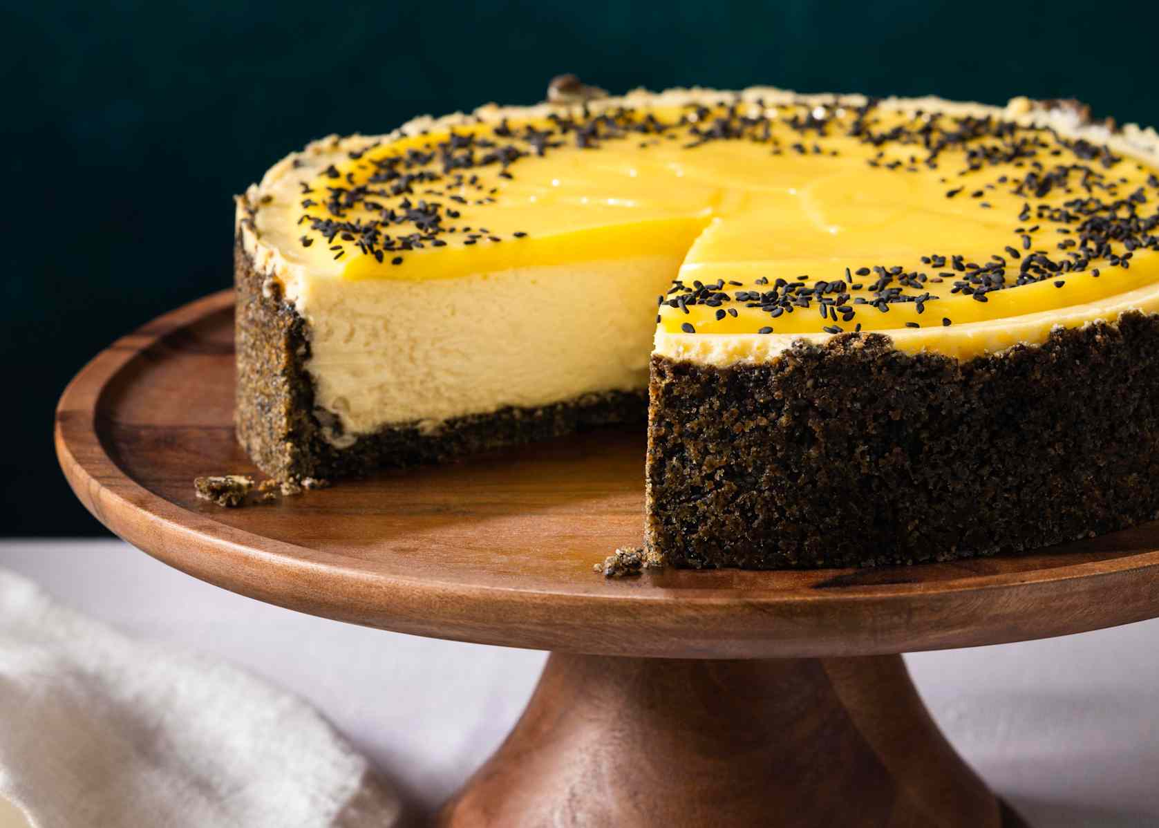 Yuzu Cheesecake with Black Sesame Crust