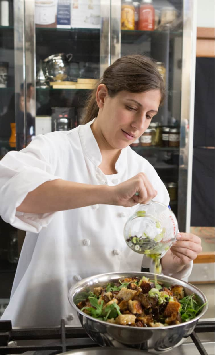 Annie Petito making Roast Chicken and Bread Salad