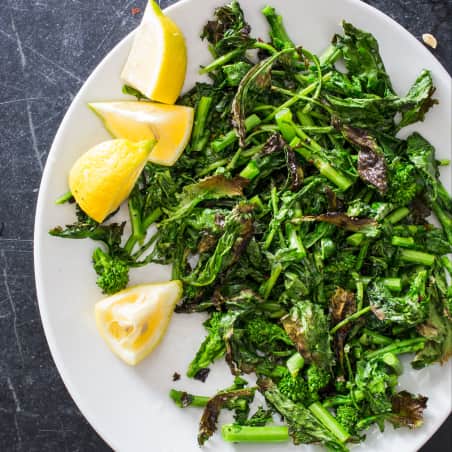 charred broiled broccoli rabe