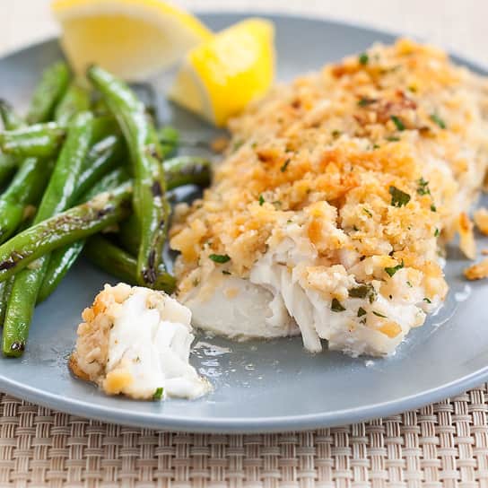 Baked Haddock with Garlic Green Beans