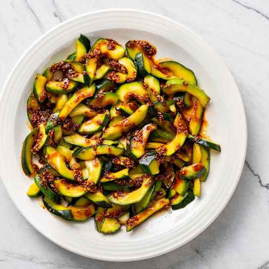 Crisp-Tender Zucchini with Soy-Chili Crisp Drizzle