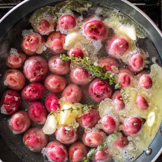 Braised Red Potatoes with Lemon and Chives