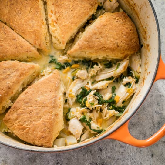 One-Pot Chicken Stew with Cheddar Biscuits