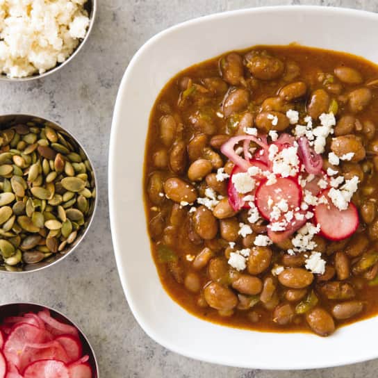 Cranberry Beans with Tequila, Green Chiles, and Pepitas
