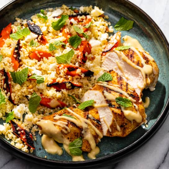 Grilled Spiced Chicken and Carrots with Bulgur
