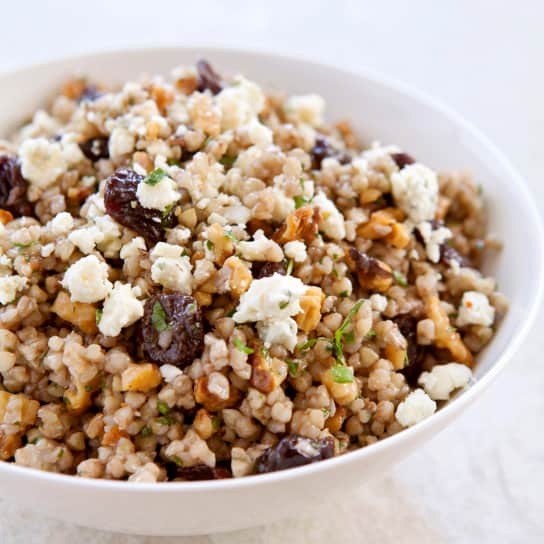 Gluten-Free Oat Berry Pilaf with Walnuts and Gorgonzola