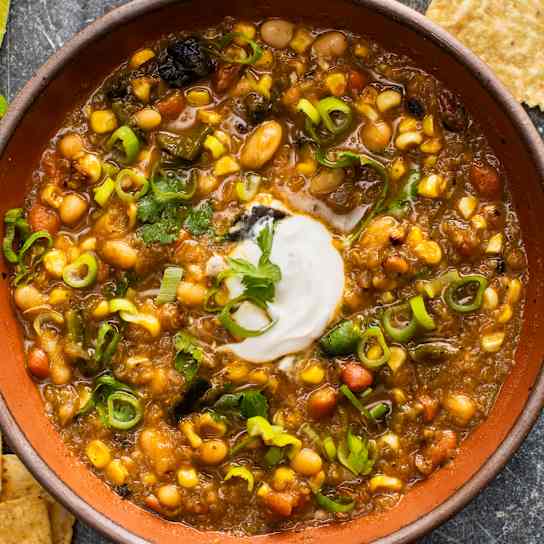 Roasted Poblano and White Bean Chili