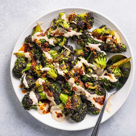 Skillet-Charred Broccoli with Chili Crisp and Tonnato Sauce