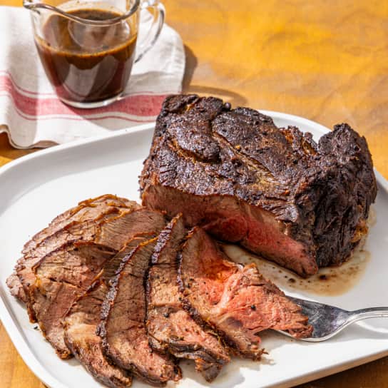 Slow-Roasted Beef with Red Wine Pan Juices (For a Cheap Roast)