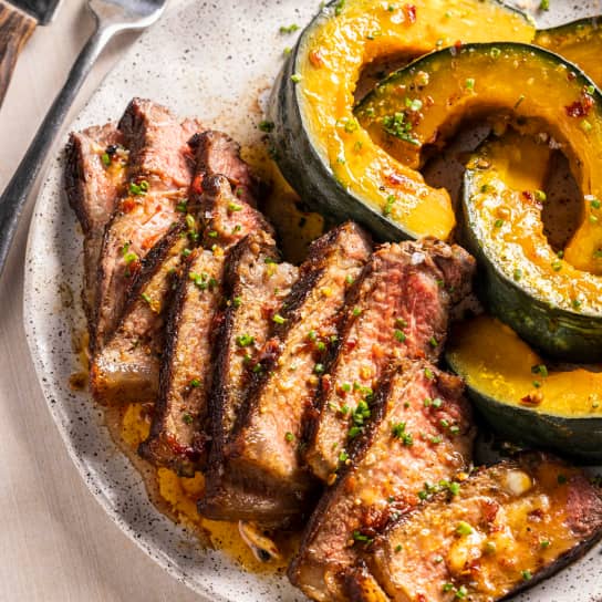 Steak and Kabocha Squash with Maple-Chipotle Butter