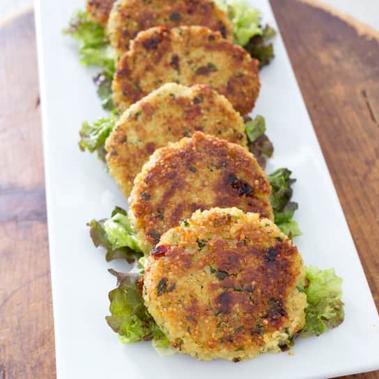 Gluten-Free Quinoa Patties with Spinach and Sun-Dried Tomatoes