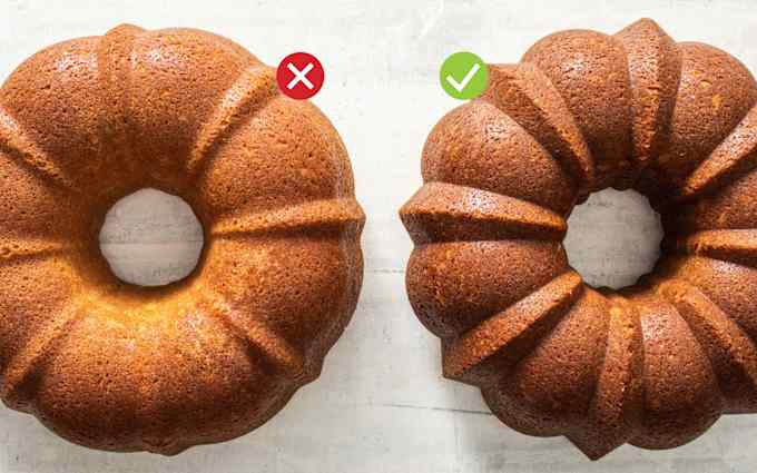 A cake with soft ridges next to one with stunning, sharp ridges.