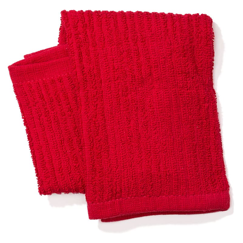 J&M Red Waffle Weave Dishcloth (Set of 12)