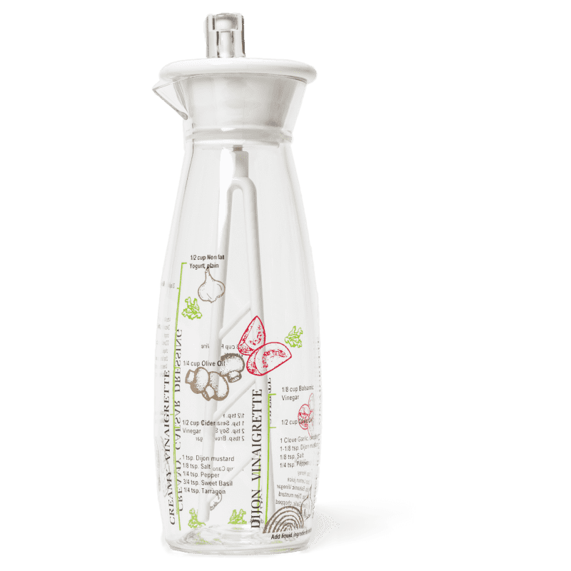 Glass Salad Dressing Shaker Recipe Bottle Condiment Mixer Container Sa