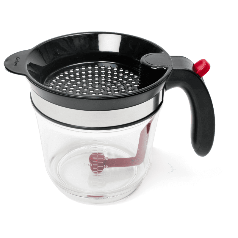 Oil Separator | 4-Cup Oil Fat Separator | Fat Separator with Strainer | Gravy Separator, Measuring Cup with Bottom Drain, Degreasing Cup