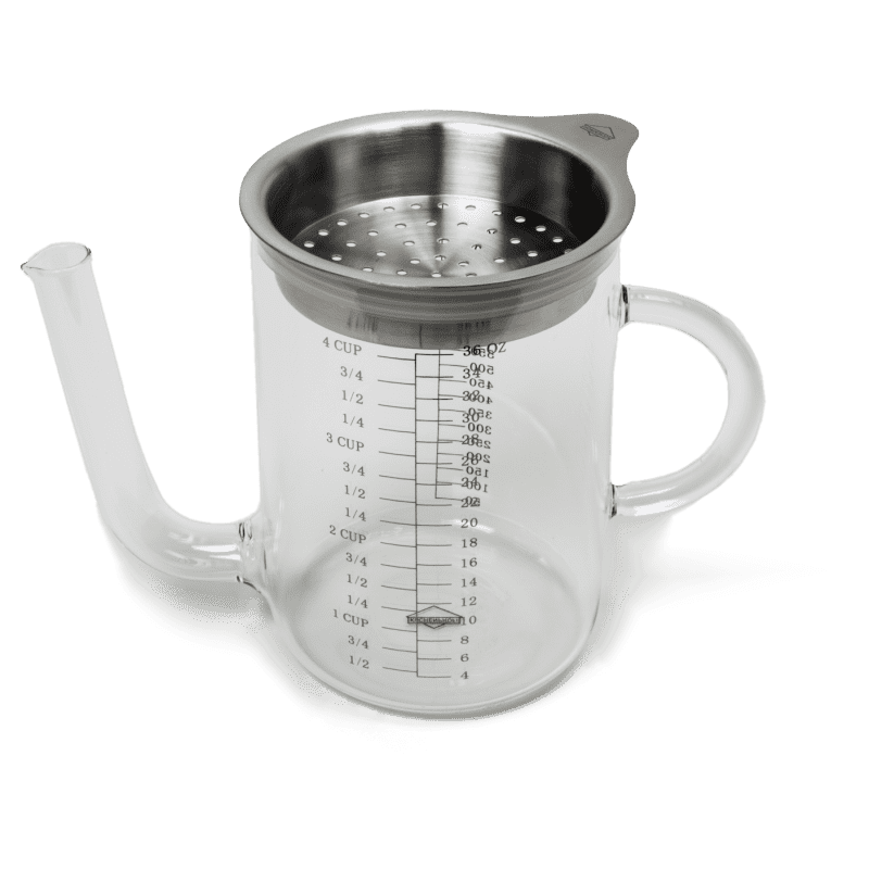 Oil Separator | 4-Cup Oil Fat Separator | Fat Separator with Strainer | Gravy Separator, Measuring Cup with Bottom Drain, Degreasing Cup