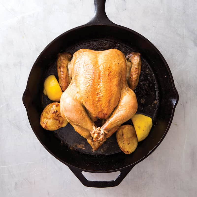 Cast Iron Classic Roast Chicken with Lemon-Thyme Sauce