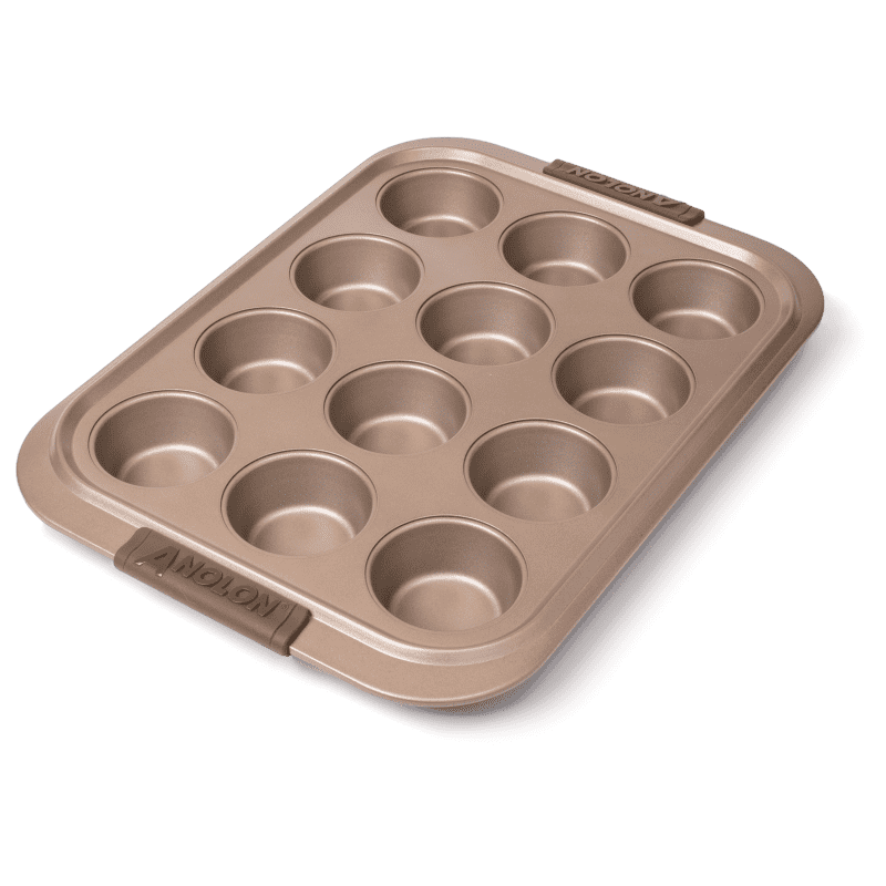 Anolon Advanced Bronze Nonstick 12-Cup Muffin Pan with Silicone Grips