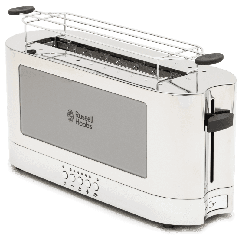 2-Slice Stainless Steel Long Toaster, Black Glass